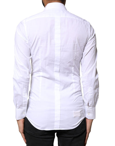 Dolce & Gabbana White GOLD Cotton Long Sleeves Dress Shirt