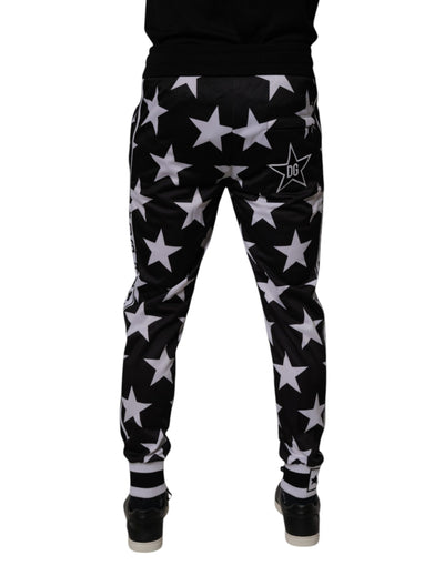Dolce & Gabbana Black White Stars Jogger Men Sweatpants Pants