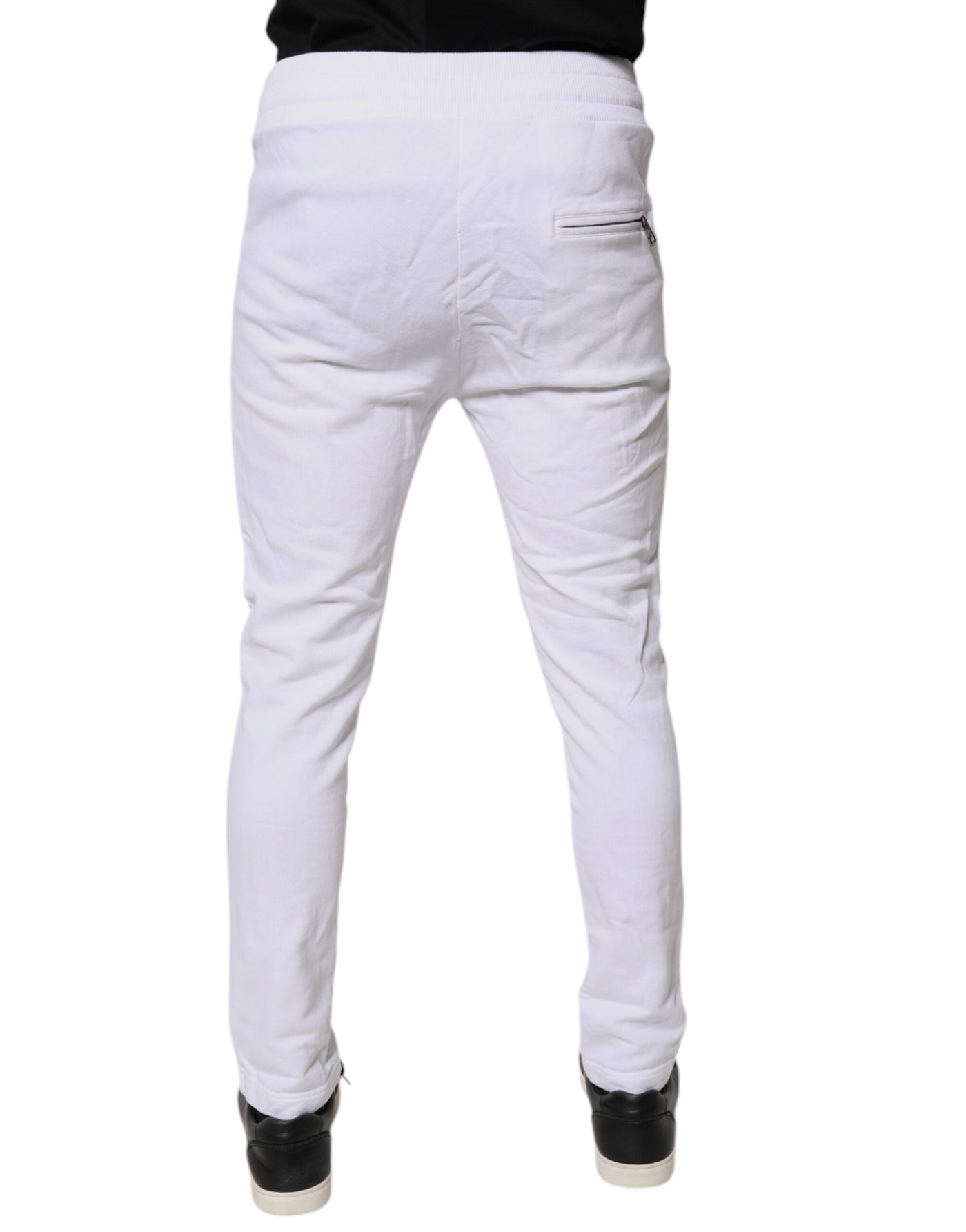Dolce & Gabbana White Logo Patch Men Skinny Sweatpants Pants