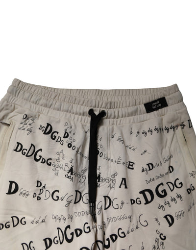 Dolce & Gabbana White Logo Print Men Skinny Sweatpants Pants