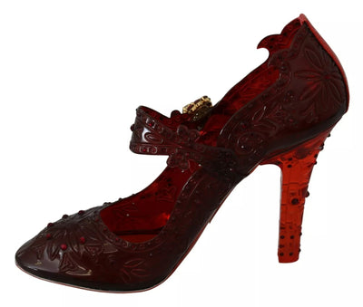 Dolce & Gabbana Red Floral Crystal Heels CINDERELLA Shoes
