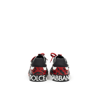 Dolce & Gabbana Black And White Leather Low Top Sneakers