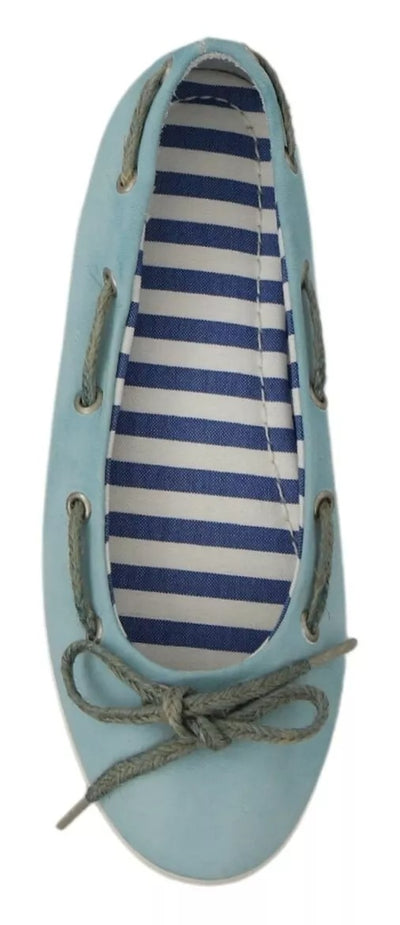 Pantofola D'Oro Sky Blue Suede Lace Bow Loafers Ballet Flat Shoes