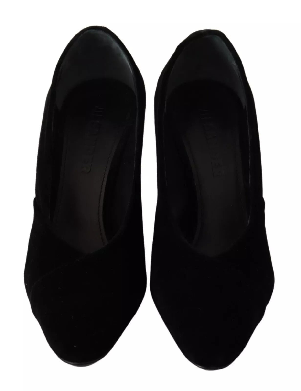 Jil Sander Black Leather Suede Block Heels Pumps Shoes