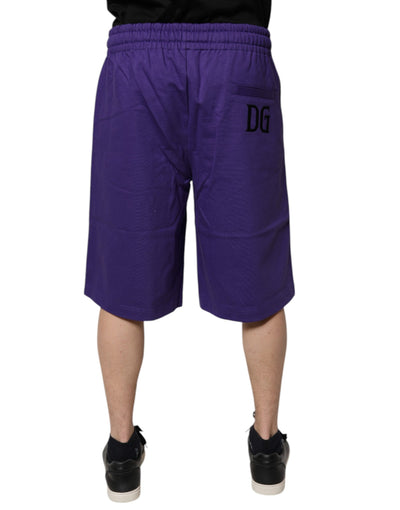 Dolce & Gabbana Purple Cotton Men Bermuda Sweatshorts Shorts
