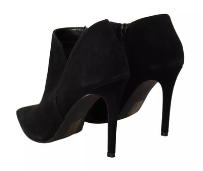 Steve Madden Black Suede Leather Stiletto Heels Boots Shoes