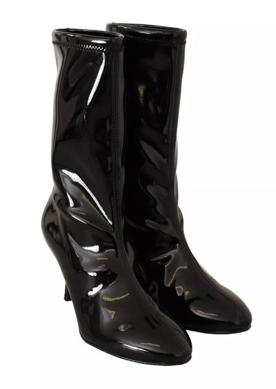 Stuart Weitzman Black Patent Leather High Heels Boots Shoes