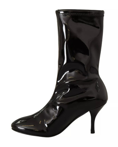 Stuart Weitzman Black Patent Leather High Heels Boots Shoes