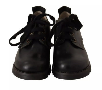 FLY LONDON Black Leather Low Top Lace Up Women Oxford Shoes