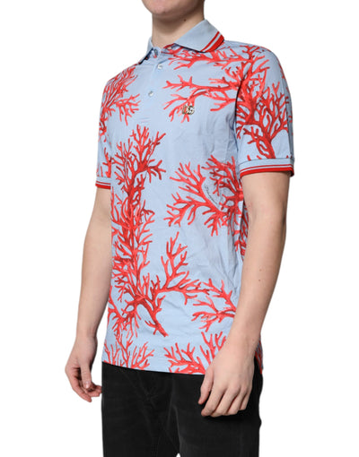 Dolce & Gabbana Light Blue Coral Cotton Polo Shirt T-shirt