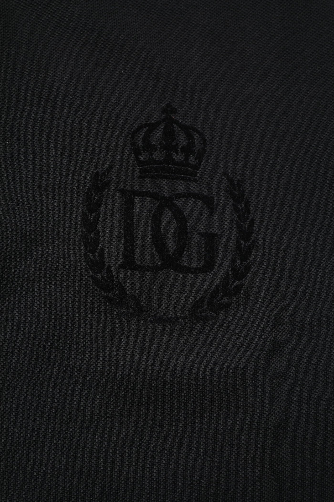 Dolce & Gabbana Black Cotton DG Logo Collared Polo T-shirt