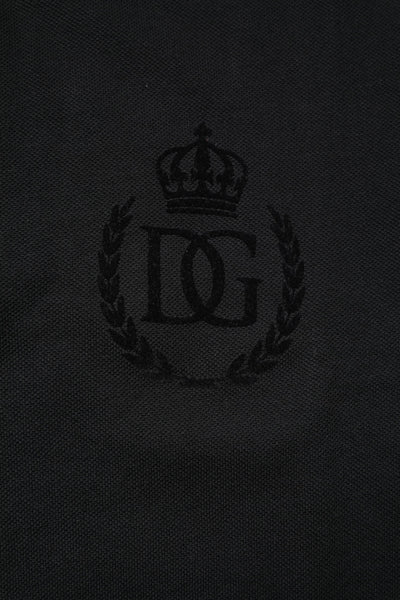 Dolce & Gabbana Black Cotton DG Logo Collared Polo T-shirt