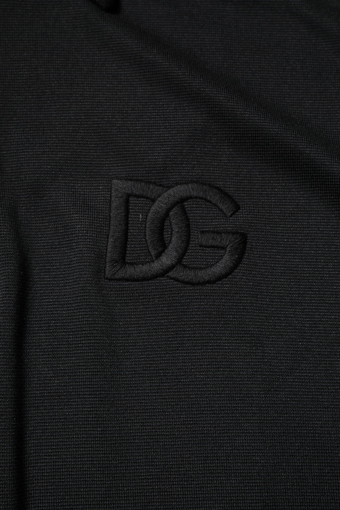 Dolce & Gabbana Black Polyester DG Logo Collared Polo T-shirt