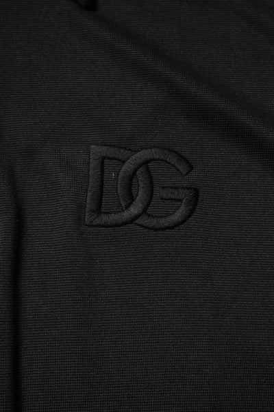 Dolce & Gabbana Black Polyester DG Logo Collared Polo T-shirt