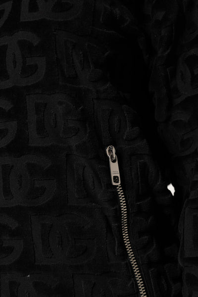 Dolce & Gabbana Black Logo Monogram Full Zip Bomber Jacket
