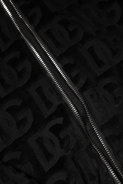 Dolce & Gabbana Black Logo Monogram Full Zip Bomber Jacket