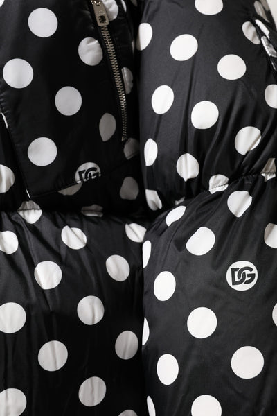 Dolce & Gabbana Black White Polka Dot Full Zip Puffer Jacket