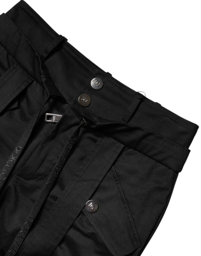 Dolce & Gabbana Black Cotton High Waist Cargo Pants