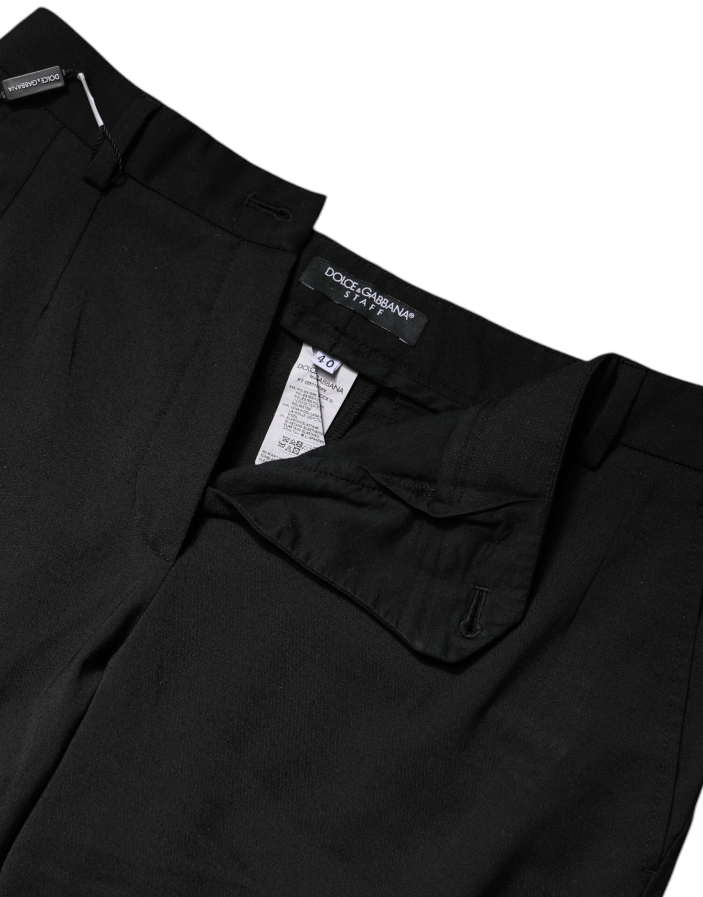 Dolce & Gabbana Black Polyester High Waist Slim Pants