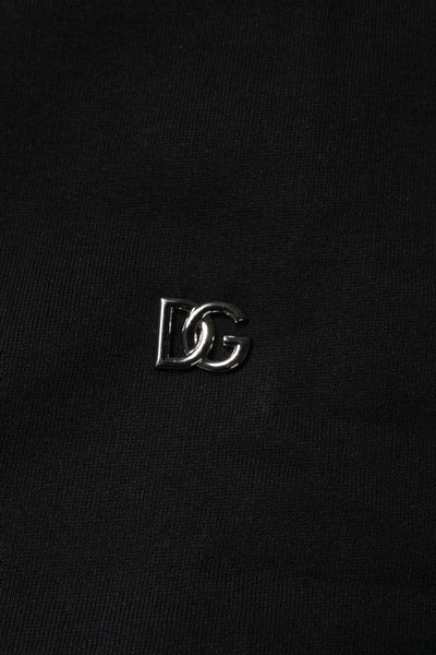 Dolce & Gabbana Black Cotton Crew Neck Sweatshirt Sweater