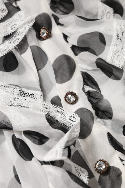 Dolce & Gabbana White Black Polka Dot Cotton Sleeveless Top