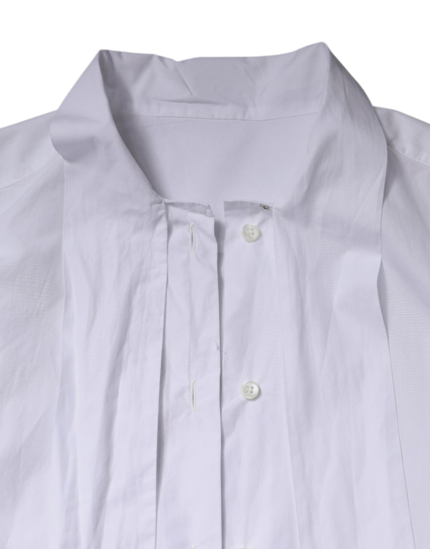 Dolce & Gabbana White Ascot Collar Long Sleeve Blouse Top