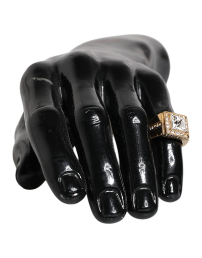 Dolce & Gabbana Gold Tone Sterling Silver 925 Crystals Ring