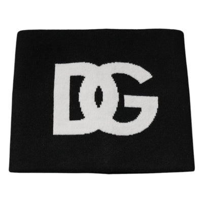 Dolce & Gabbana Black Cashmere DG Logo Square Handkerchief Scarf
