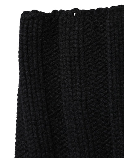 Dolce & Gabbana Black Cashmere Knitted Neck Warmer Foulard Scarf