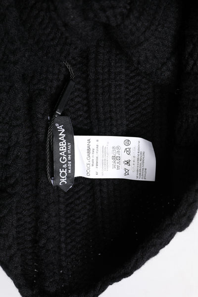 Dolce & Gabbana Black Cashmere Knitted Neck Warmer Foulard Scarf