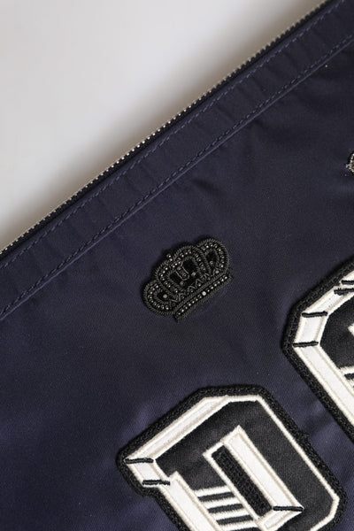 Dolce & Gabbana Blue DG Logo Patch Embellished Pouch Clutch Bag