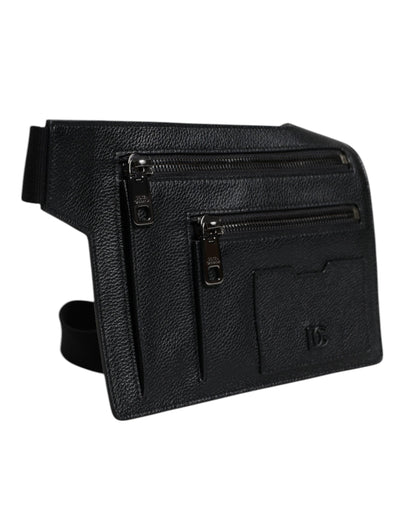 Dolce & Gabbana Black Calfskin Leather Messenger Crossbody Bag