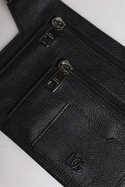 Dolce & Gabbana Black Calfskin Leather Messenger Crossbody Bag