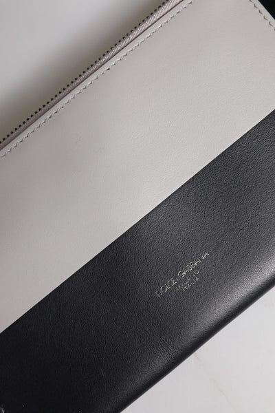 Dolce & Gabbana Black White Leather Logo Embossed Crossbody Bag