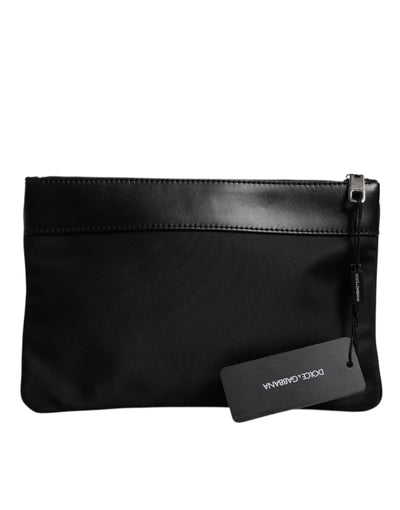 Dolce & Gabbana Multicolor Leopard Jacquard Print Logo Plaque Pouch Bag