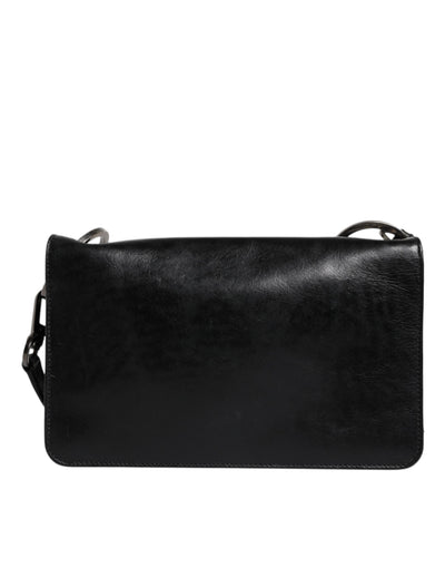 Dolce & Gabbana Black Leather Logo Purse Shoulder Crossbody Bag