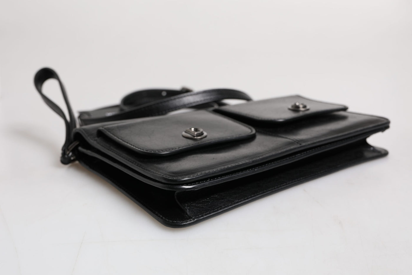 Dolce & Gabbana Black Leather Logo Purse Shoulder Crossbody Bag