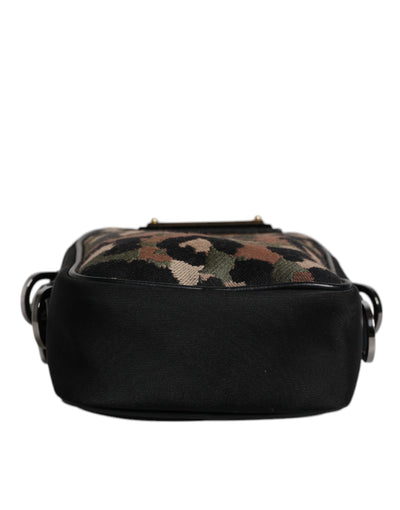 Dolce & Gabbana Multicolor Leopard Jacquard Logo Plaque Neck Strap Bag