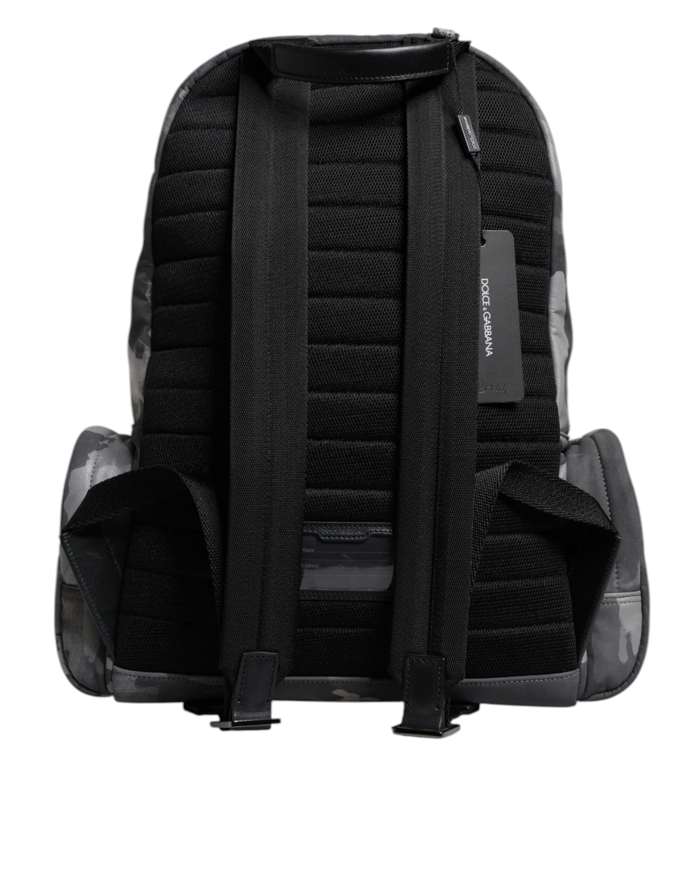 Dolce & Gabbana Gray Cotton Camouflage Logo Plaque Backpack Bag