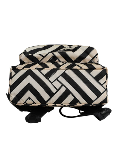 Dolce & Gabbana Black White Nylon Leather Travel Back Pack Bag