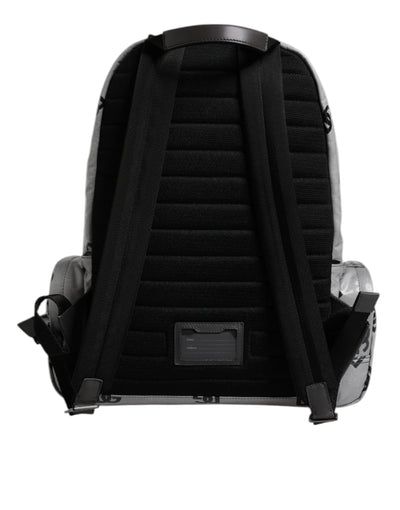 Dolce & Gabbana Polyester Gray Black DG Logo Plaque Backpack Bag