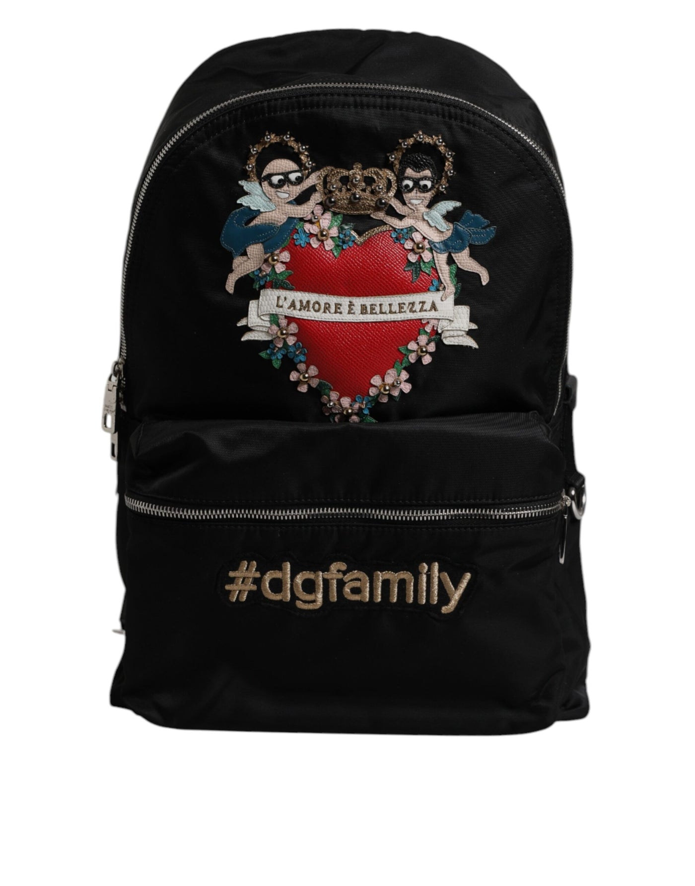 Dolce & Gabbana Black Nylon #DGFAMILY Embellished Backpack VULCANO Bag