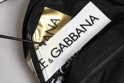 Dolce & Gabbana Black Logo Tape Polyamide School Travel Backpack Bag