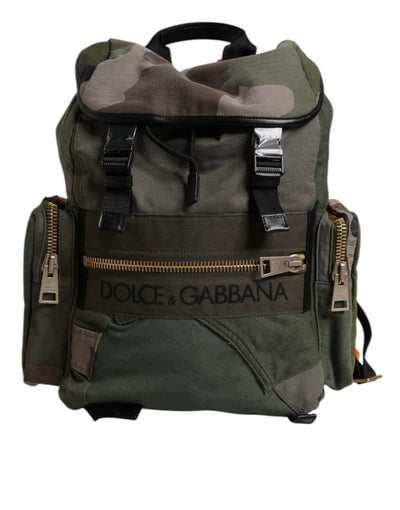 Dolce & Gabbana Military Green Patchwork Travel Backpack Bag