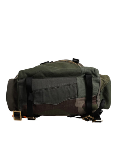 Dolce & Gabbana Military Green Patchwork School Backpack Bag