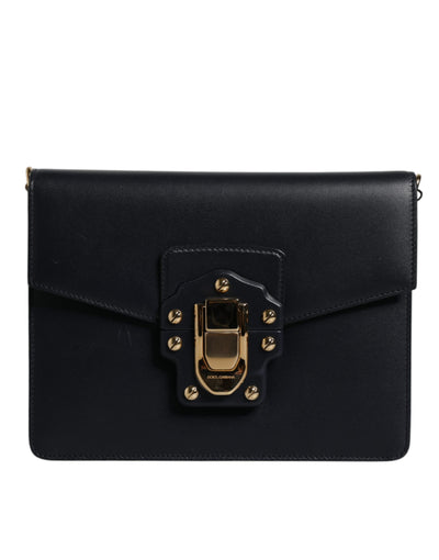 Dolce & Gabbana Black Calfskin Leather Shoulder Strap Bag
