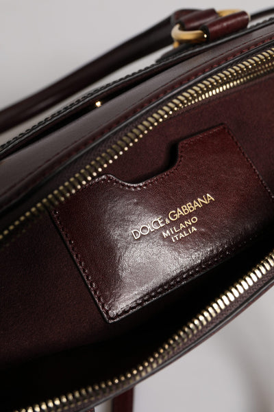 Dolce & Gabbana Brown Leopard Leather Shoulder Strap Duffle Bag