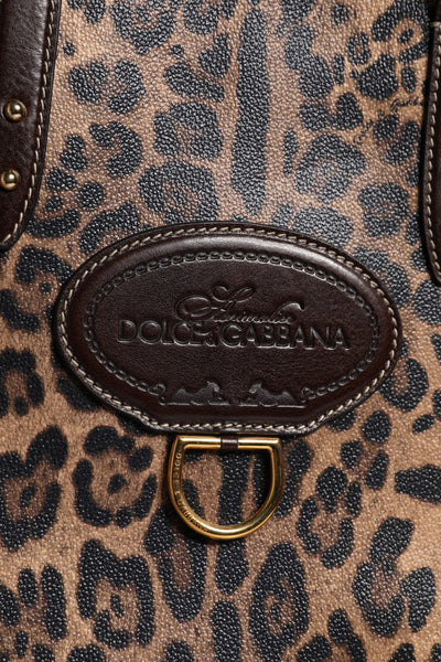 Dolce & Gabbana Brown Leopard Leather Shoulder Strap Tote Bag
