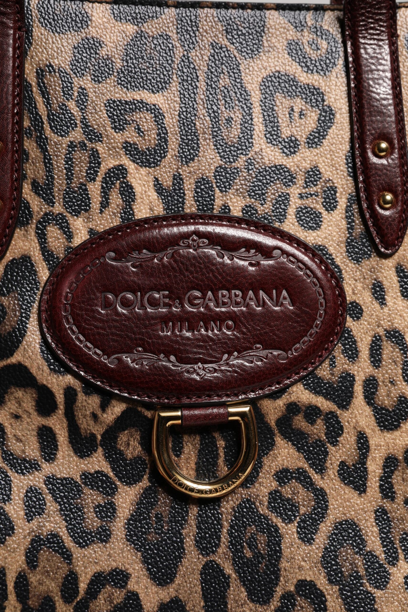Dolce & Gabbana Brown Leopard Leather Shoulder Strap Tote Bag