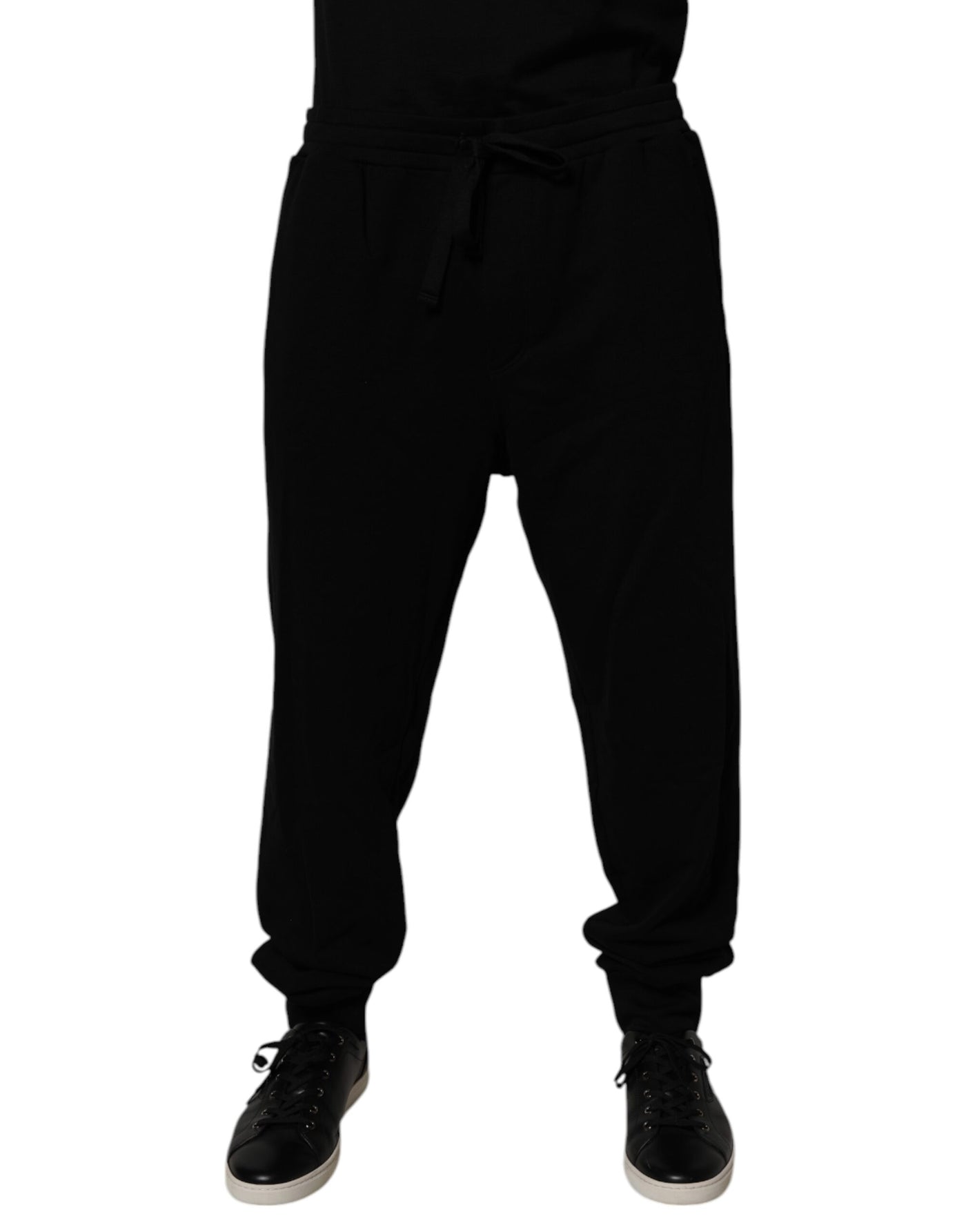 Dolce & Gabbana Black Cotton Crown Logo Jogger Pants